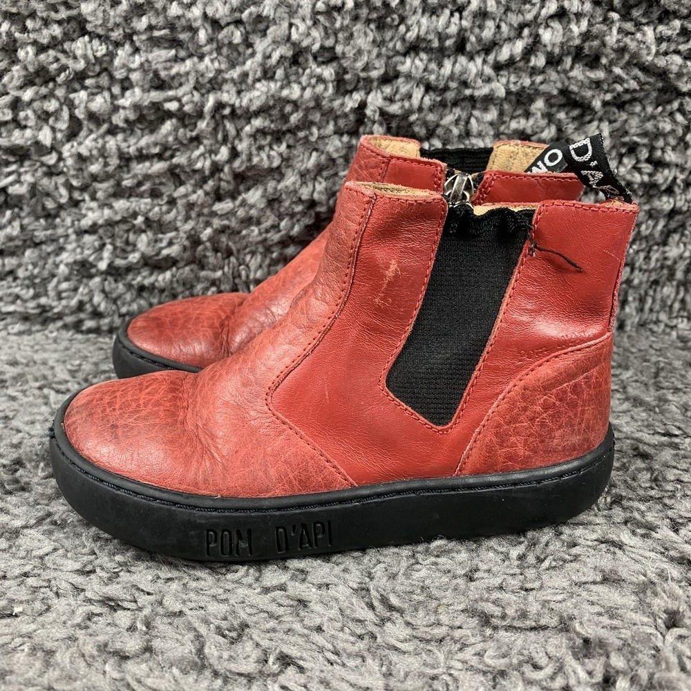 Pom d'Api Red Leather Boot Euro Sz 27 US 10